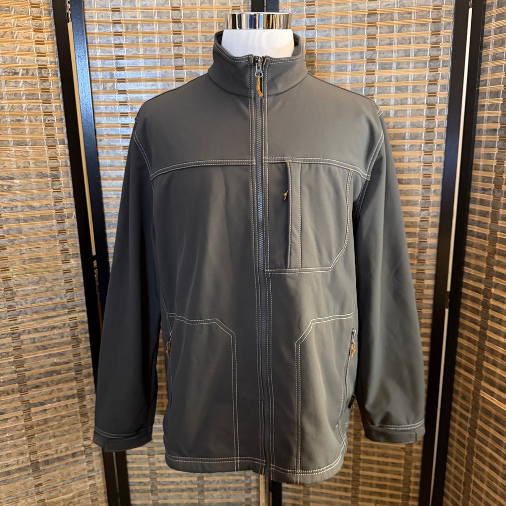 Woolrich Softshell Jacket Mens XL Slate Gray Fleece Lined Contrast Stitch 16406